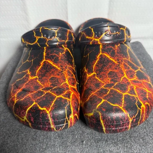 CROCS | Shoes | Crocs Fiery Black And Orange Sandals | Poshmark